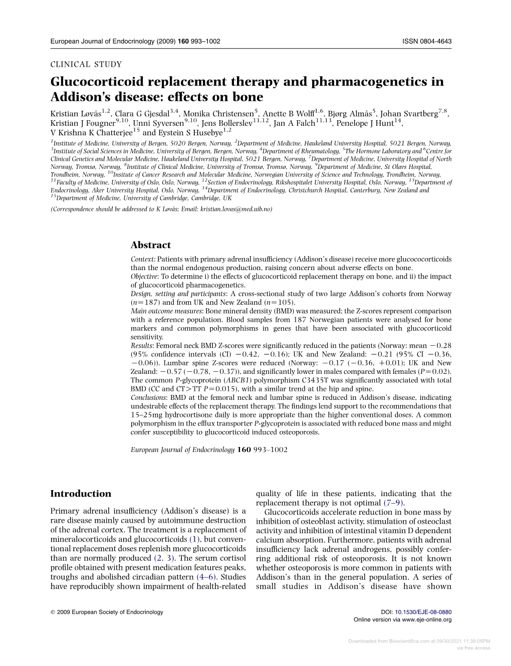 Glucocorticoid Replacement Therapy and Pharmacogenetics in Addison's Disease: Effects on Bone