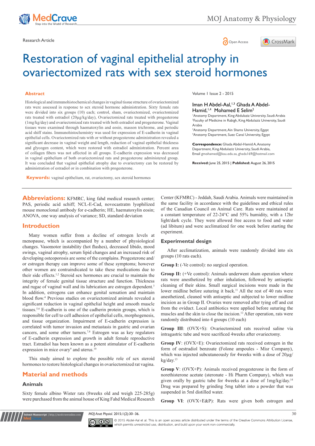 Restoration of Vaginal Epithelial Atrophy in Ovariectomized Rats with Sex Steroid Hormones