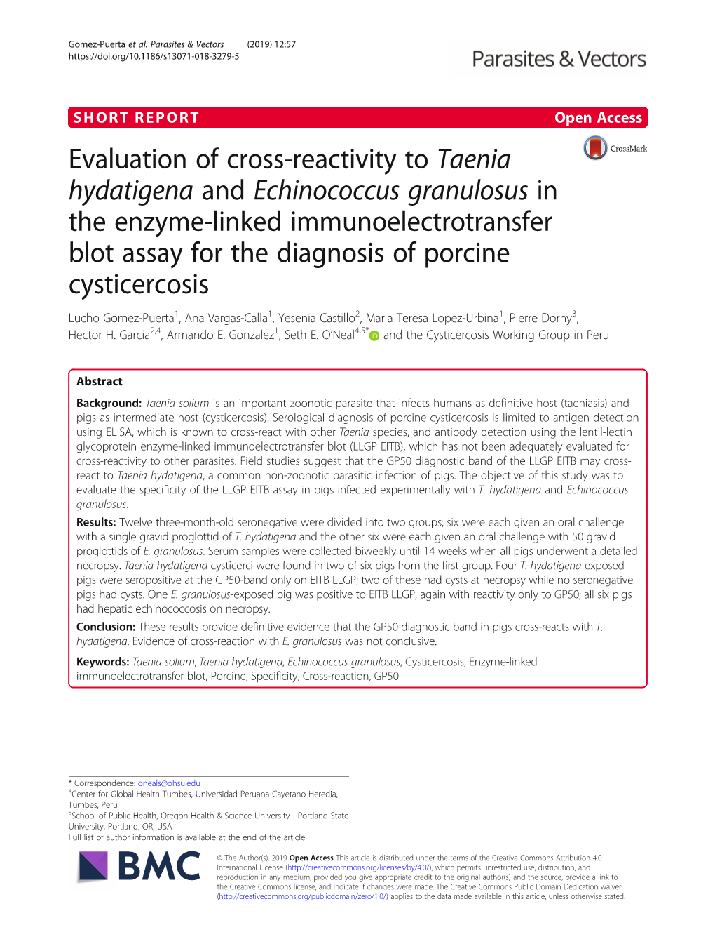 Evaluation of Cross-Reactivity to Taenia Hydatigena and Echinococcus