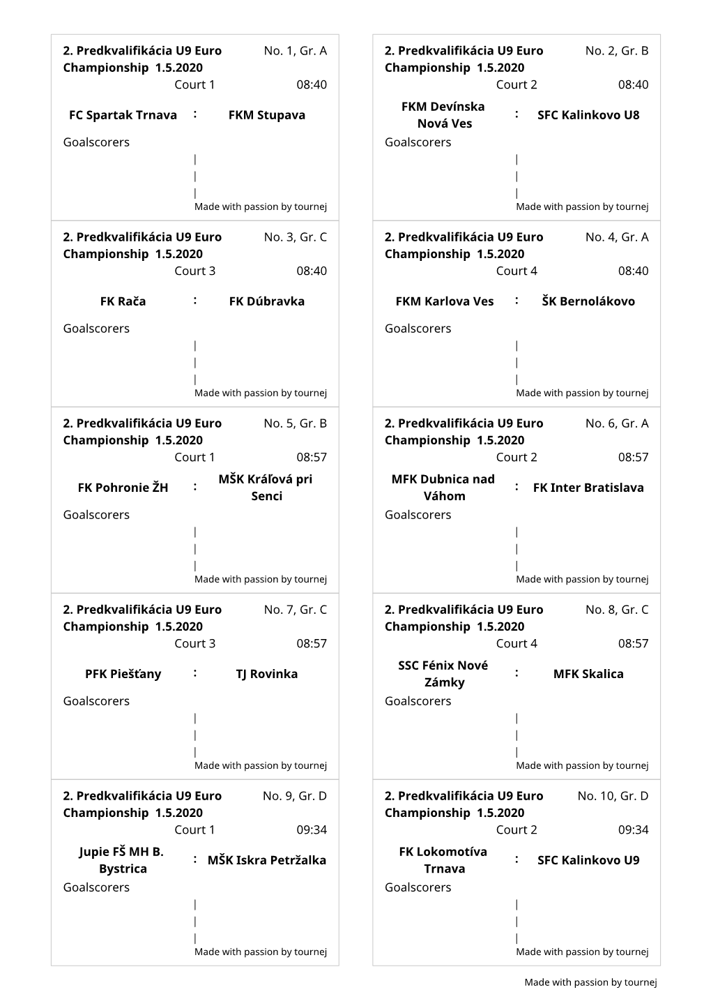 2. Predkvalifikácia U9 Euro Championship 1.5.2020 No. 1