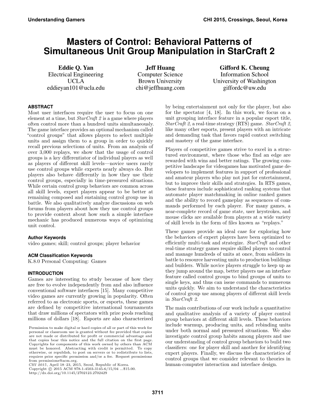 Masters of Control: Behavioral Patterns of Simultaneous Unit Group Manipulation in Starcraft 2