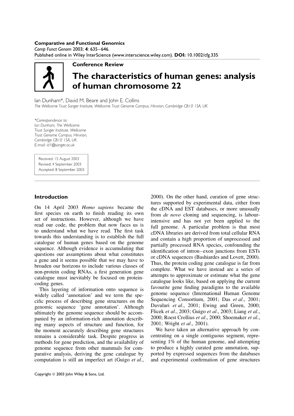 Analysis of Human Chromosome 22