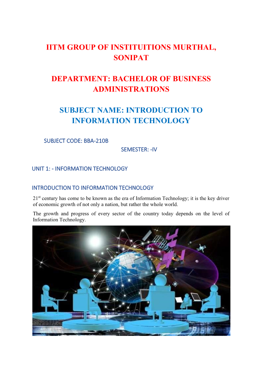 Introduction to Information Technology