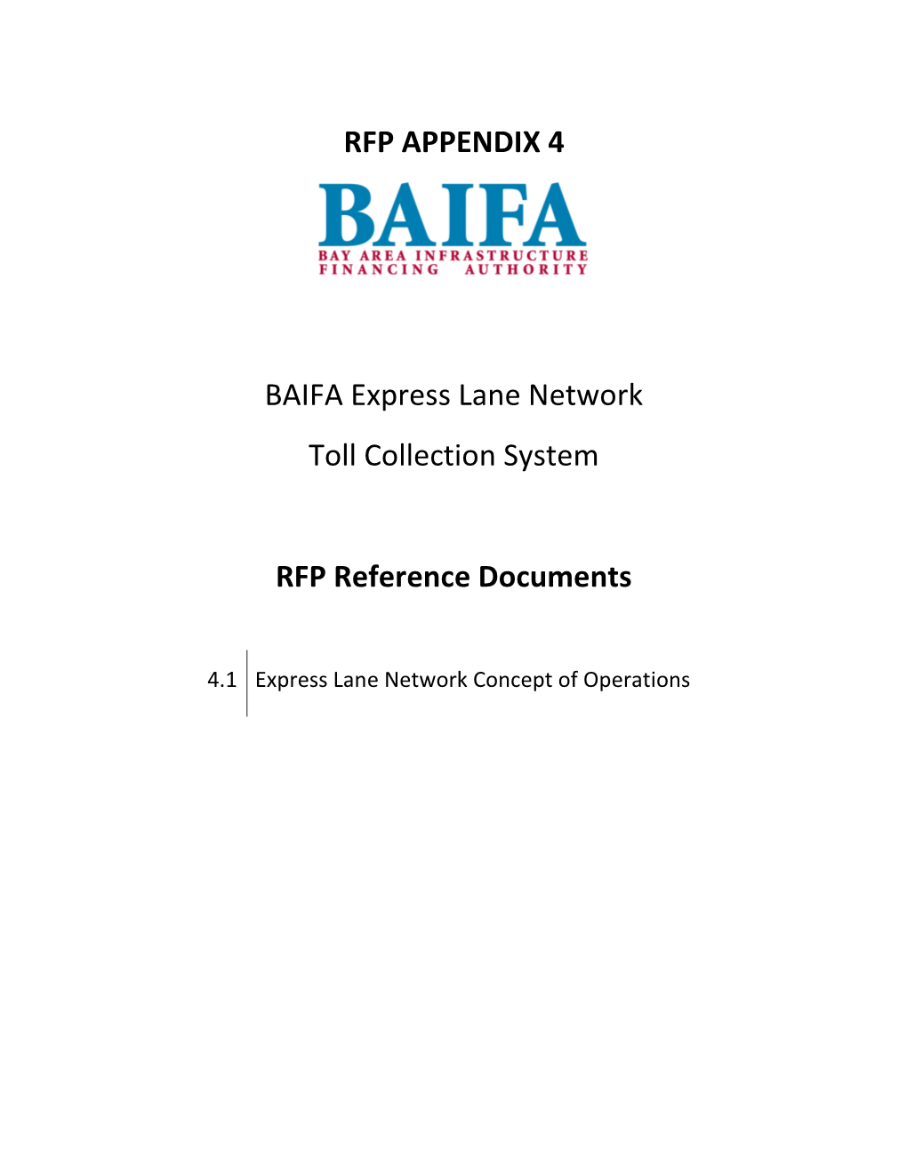 RFP APPENDIX 4 BAIFA Express Lane Network Toll Collection