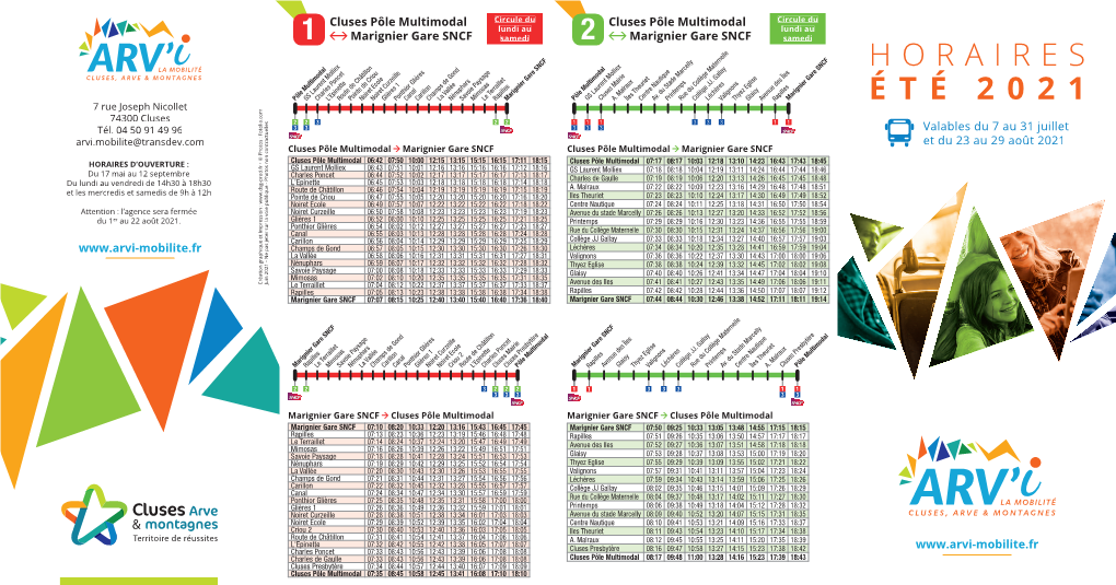 Horaires Été 2021