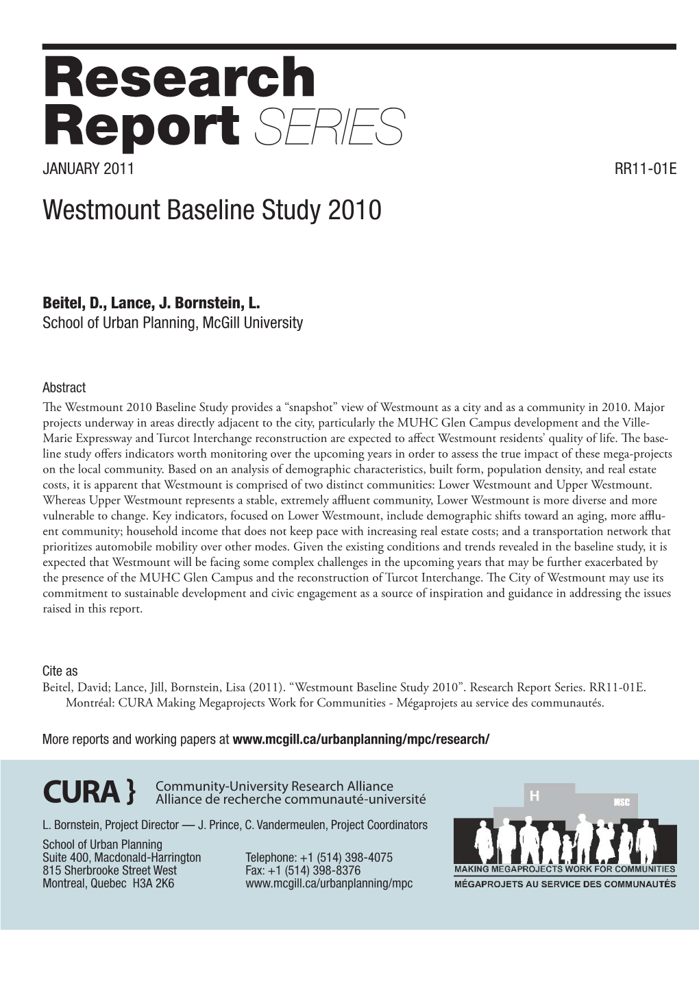 Westmount Baseline Study 2010