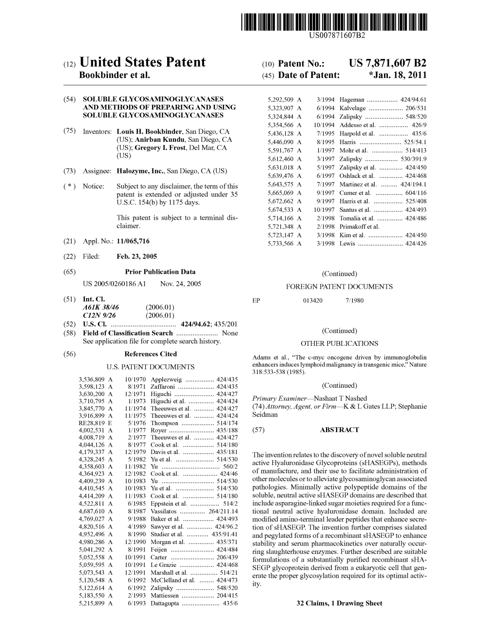 (12) United States Patent (10) Patent No.: US 7,871,607 B2 B00kbinder Et Al