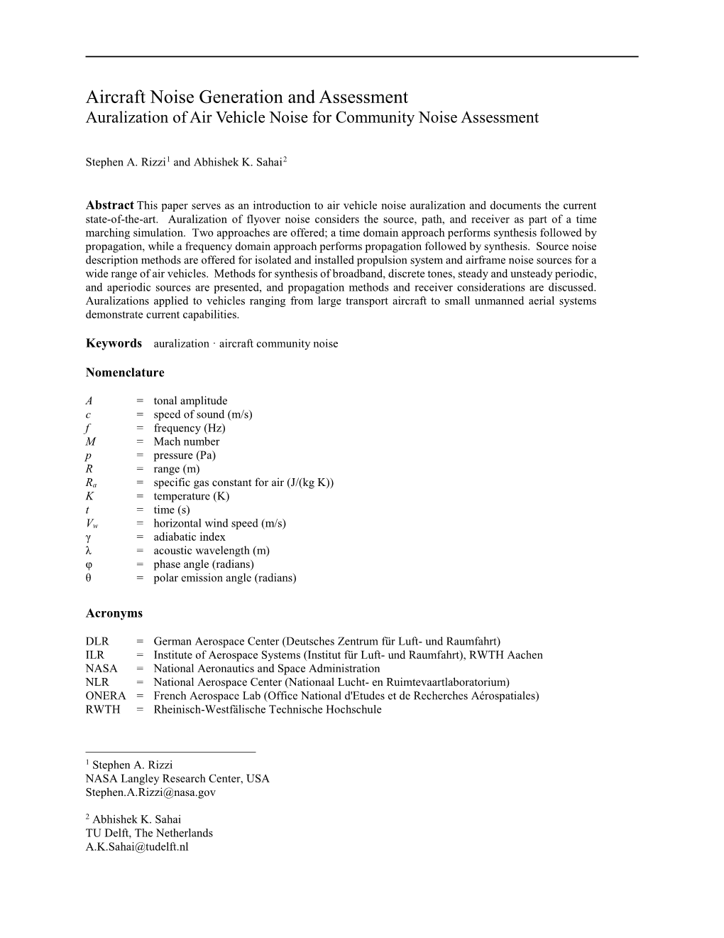 Auralization of Air Vehicle Noise for Community Noise Assessment