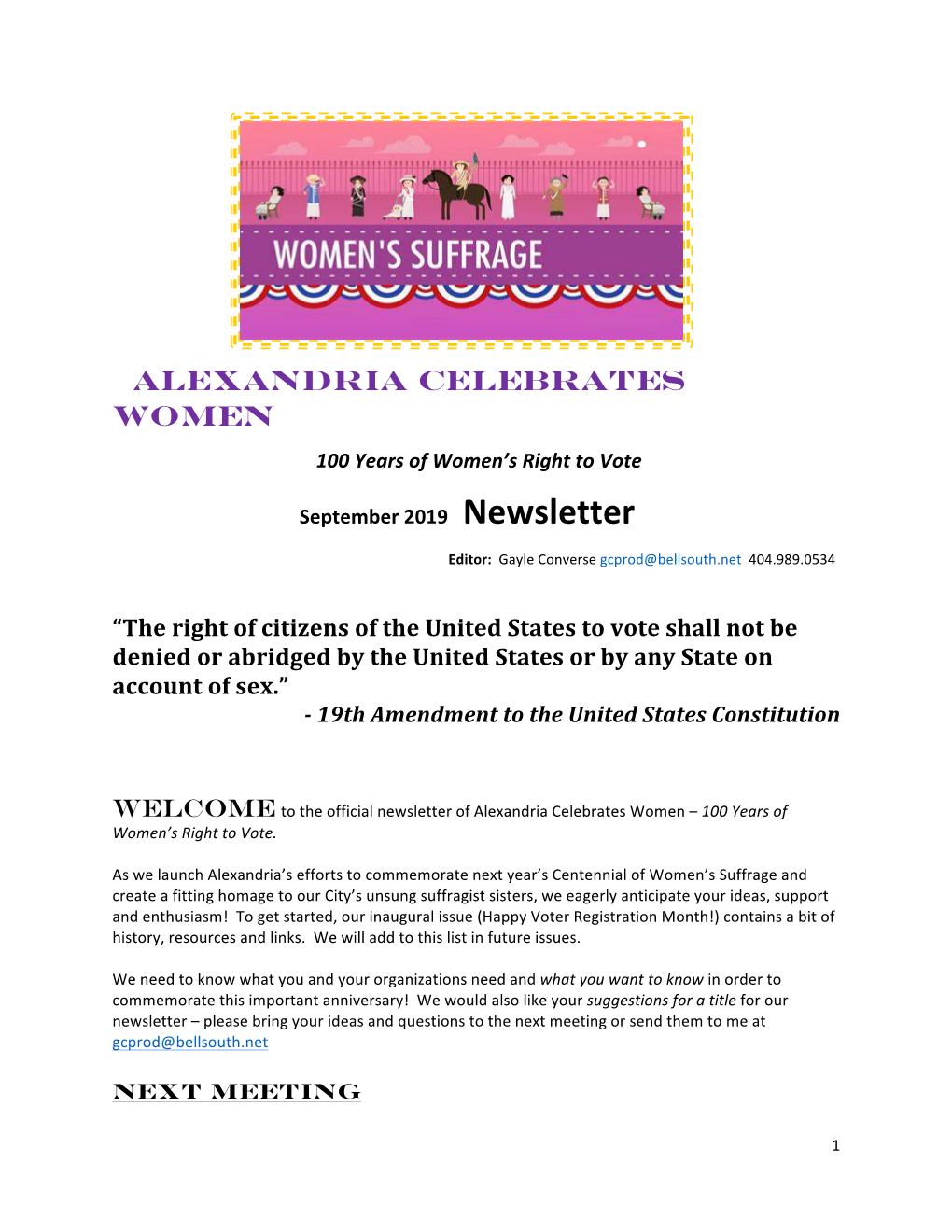 Alexandria Celebrates Women 100 Years of Women’S Right to Vote