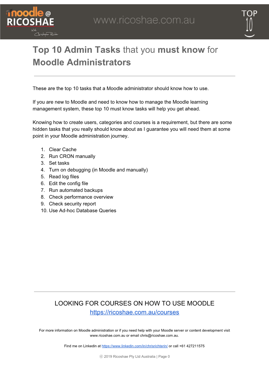 Top 10 Admin Tasks​ That You ​Must Know​ for Moodle Administrators