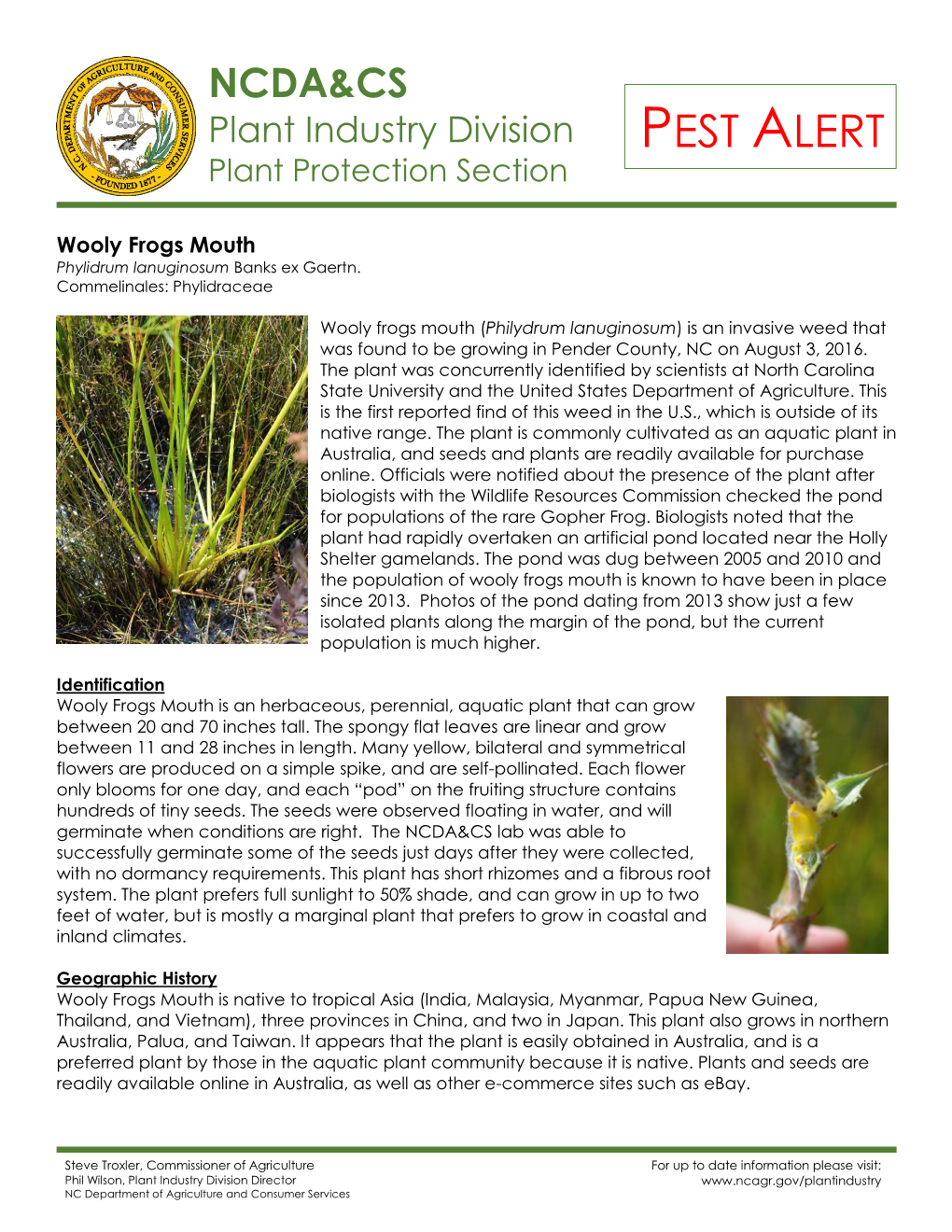 PEST ALERT Plant Protection Section