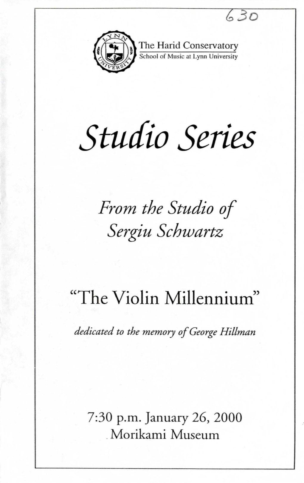 1999-2000 Studio Series-From the Studio of Sergiu Schwartz" The