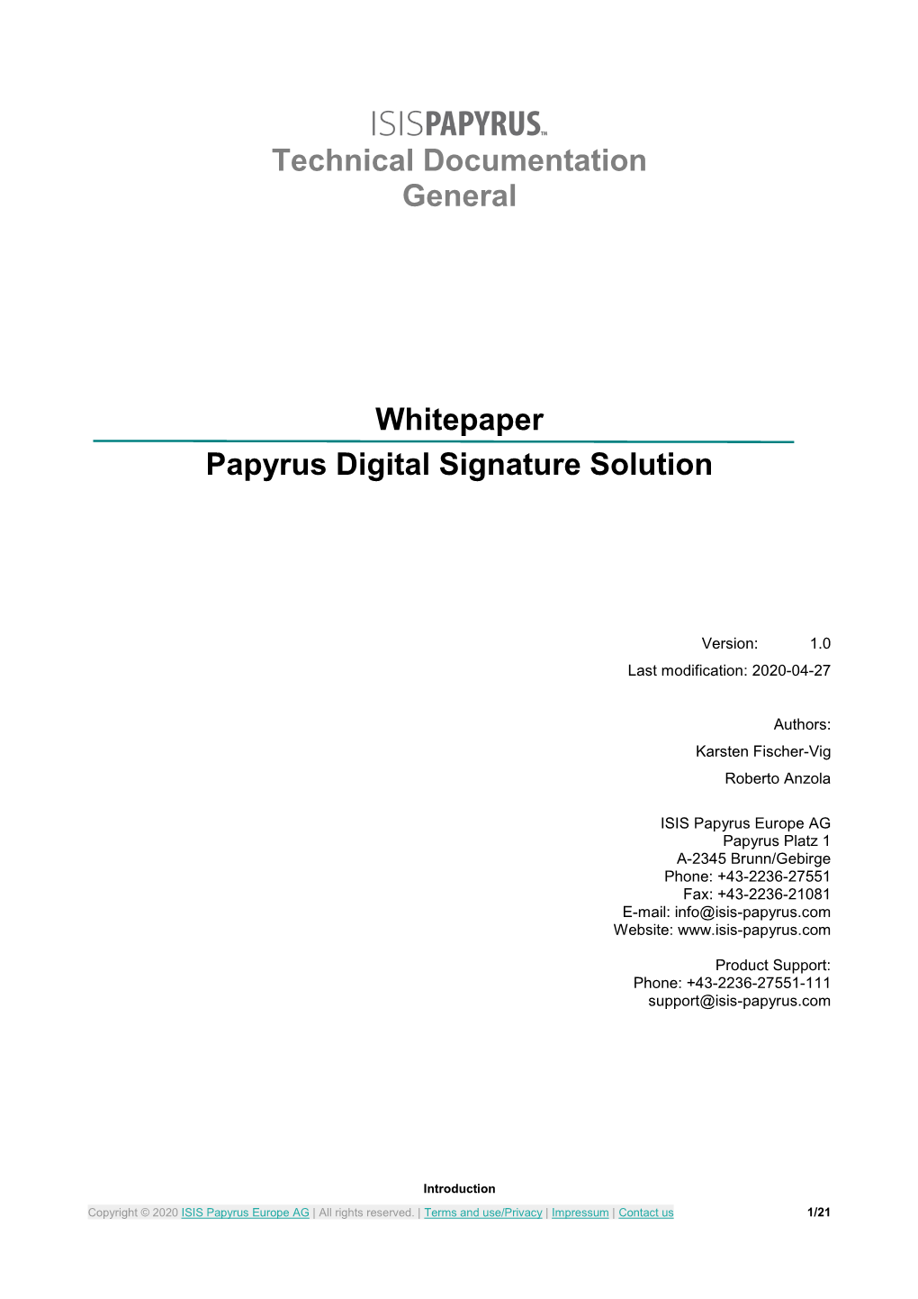 Technical Documentation General Whitepaper Papyrus Digital