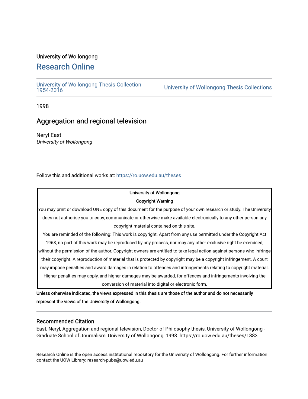 Aggregation and Regional Television