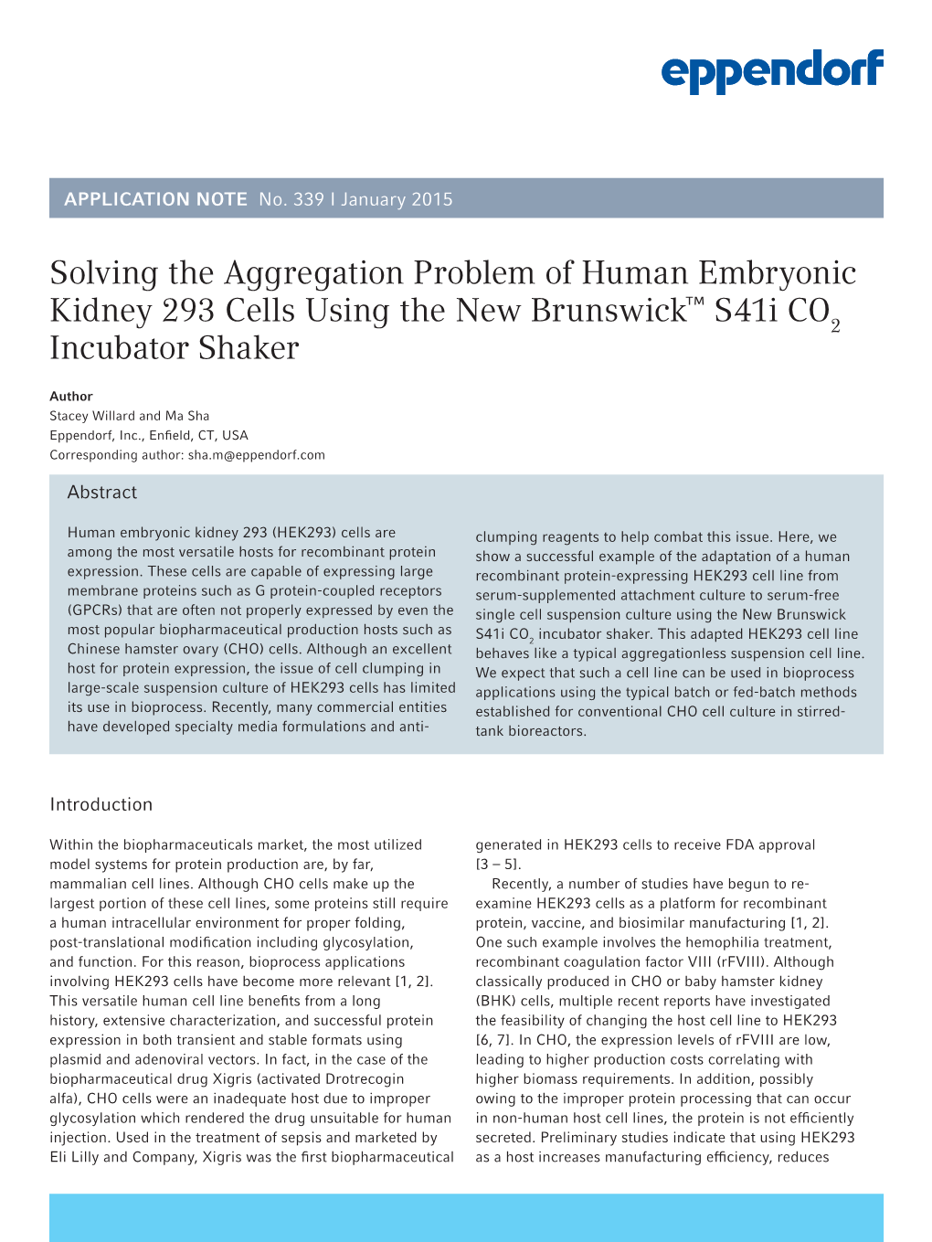 Solving the Aggregation Problem of Human Embryonic Kidney 293