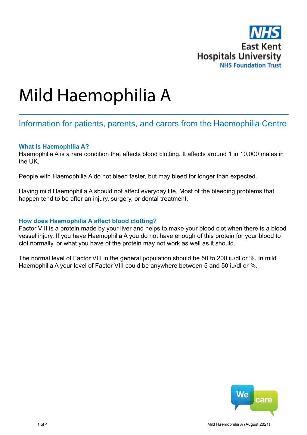 Mild Haemophilia A