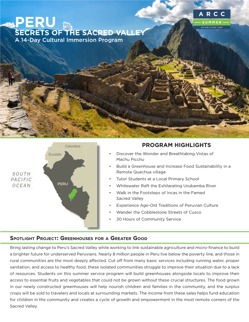 SECRETS of the SACRED VALLEY a 14-Day Cultural Immersion Program