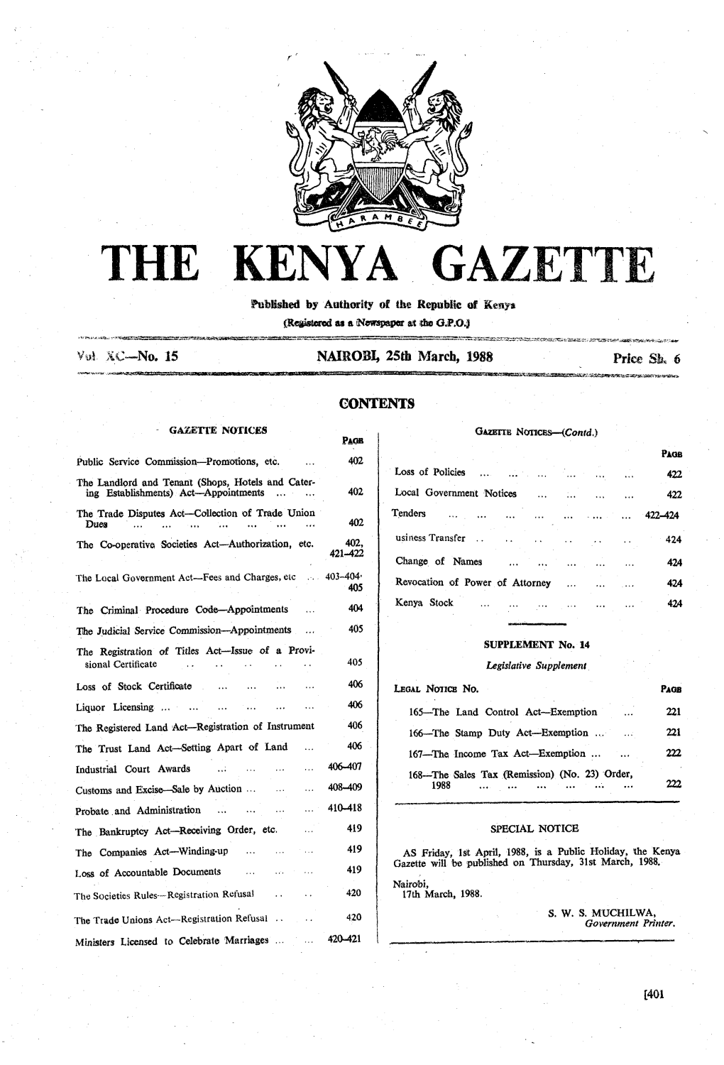 Kenya Gazette 409