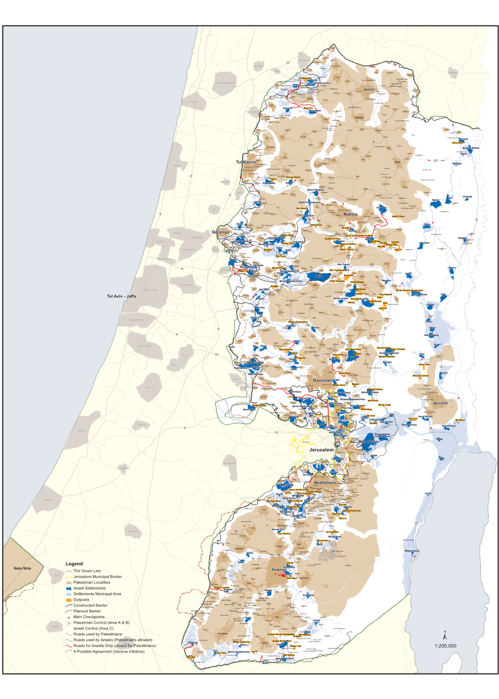 Detailed Peace Now Map of Outposts and Settlements