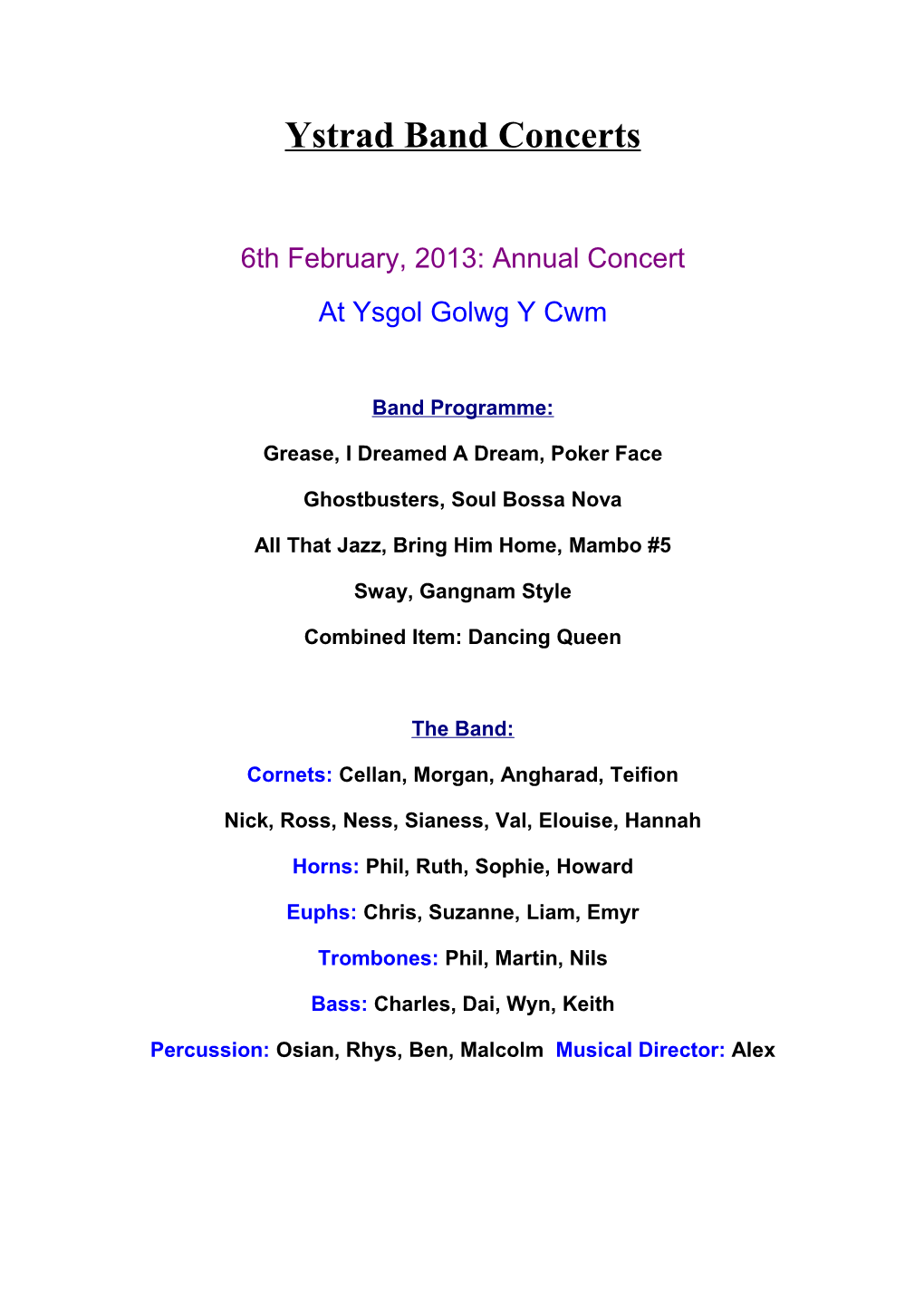 Ystrad Band Concerts