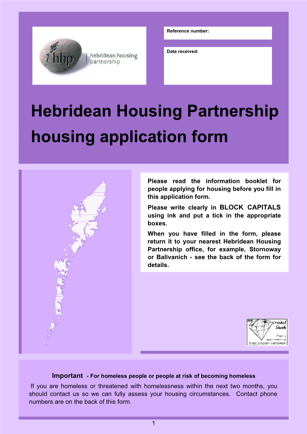 Hebridean Housing Partnership Housing Application Form