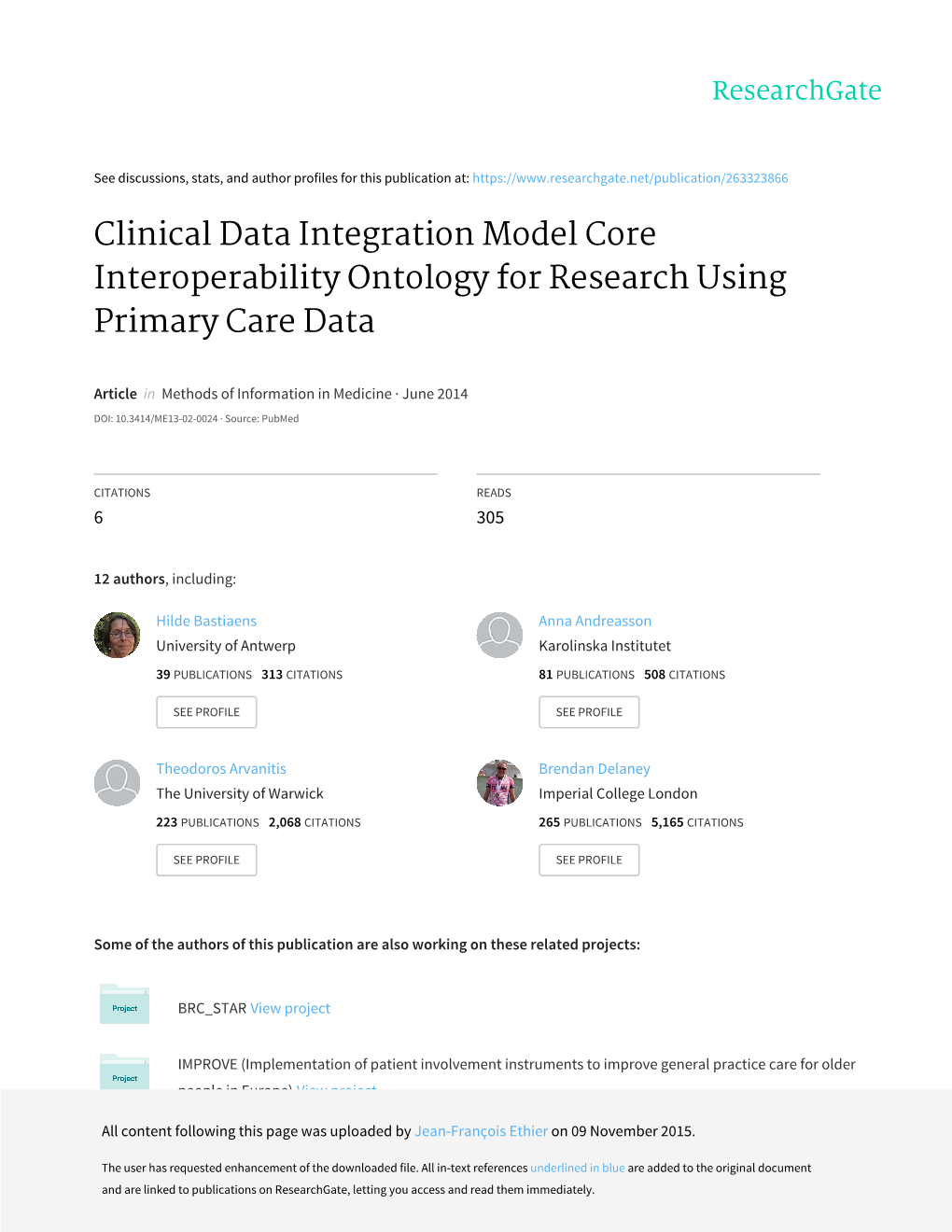 Clinical Data Integration Model Core Interoperability Ontology for Research Using Primary Care Data