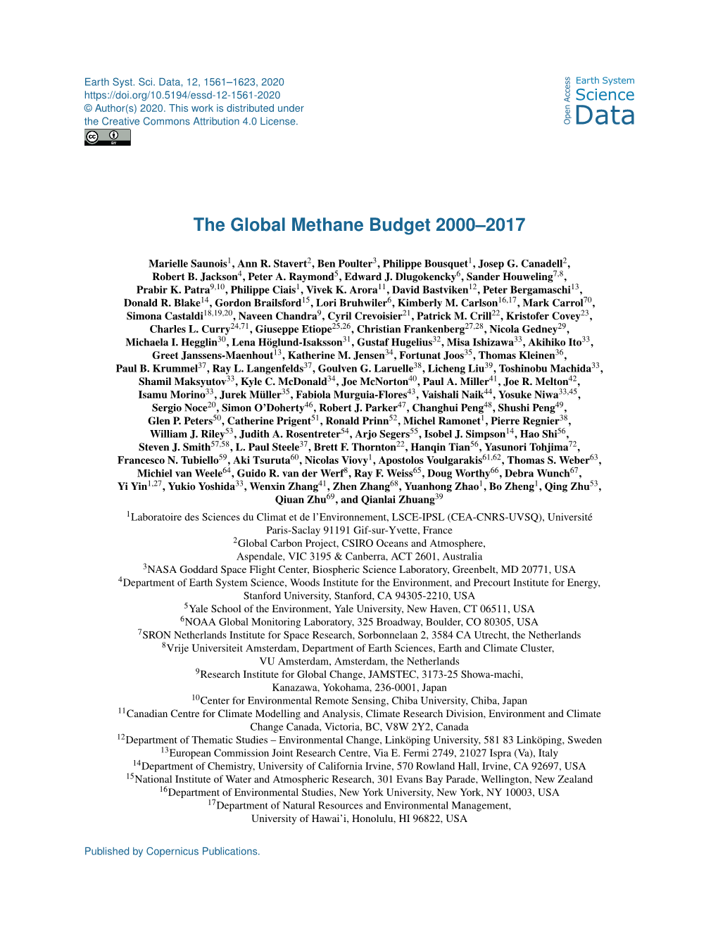 The Global Methane Budget 2000–2017