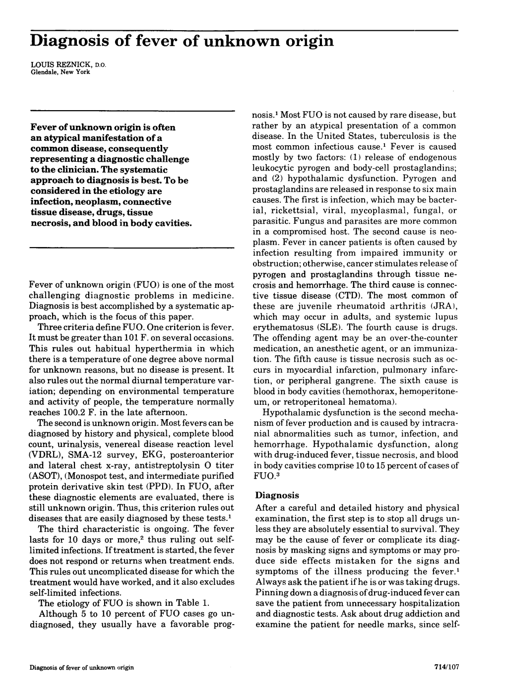 Diagnosis of Fever of Unknown Origin