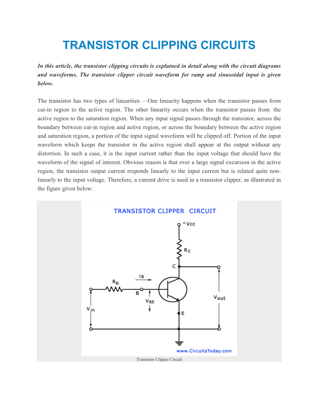 Transistor Clipping Circuits