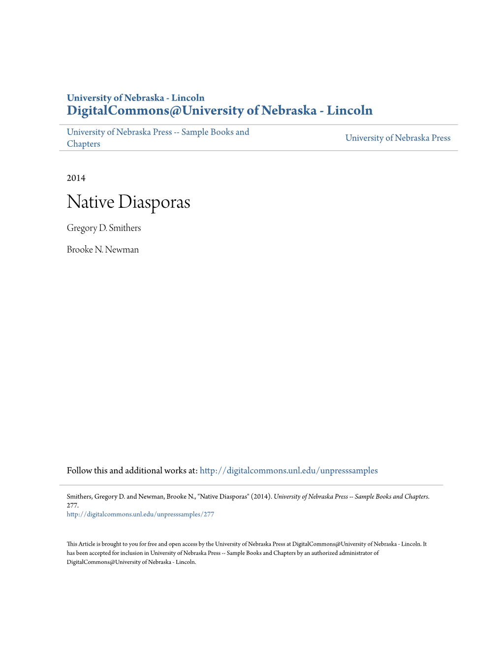 Native Diasporas Gregory D