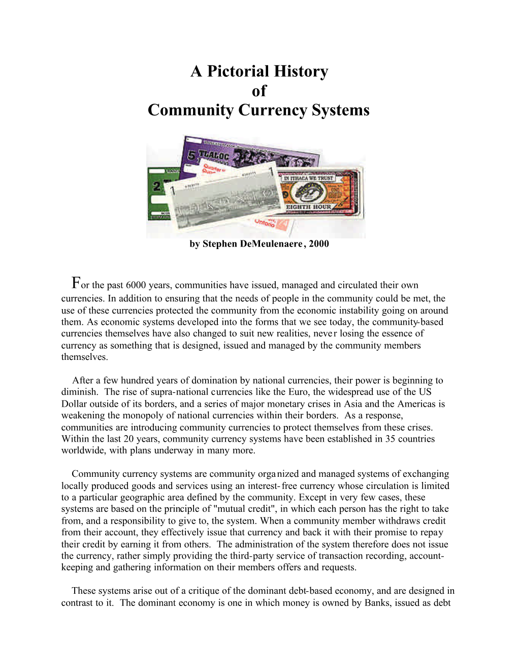 A Pictorial History of Community Currency Systems