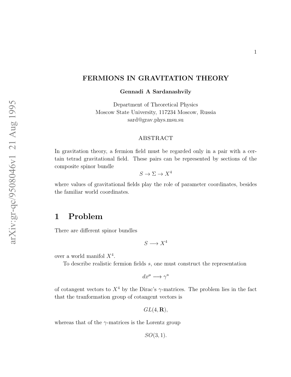 Fermions in Gravitation Theory