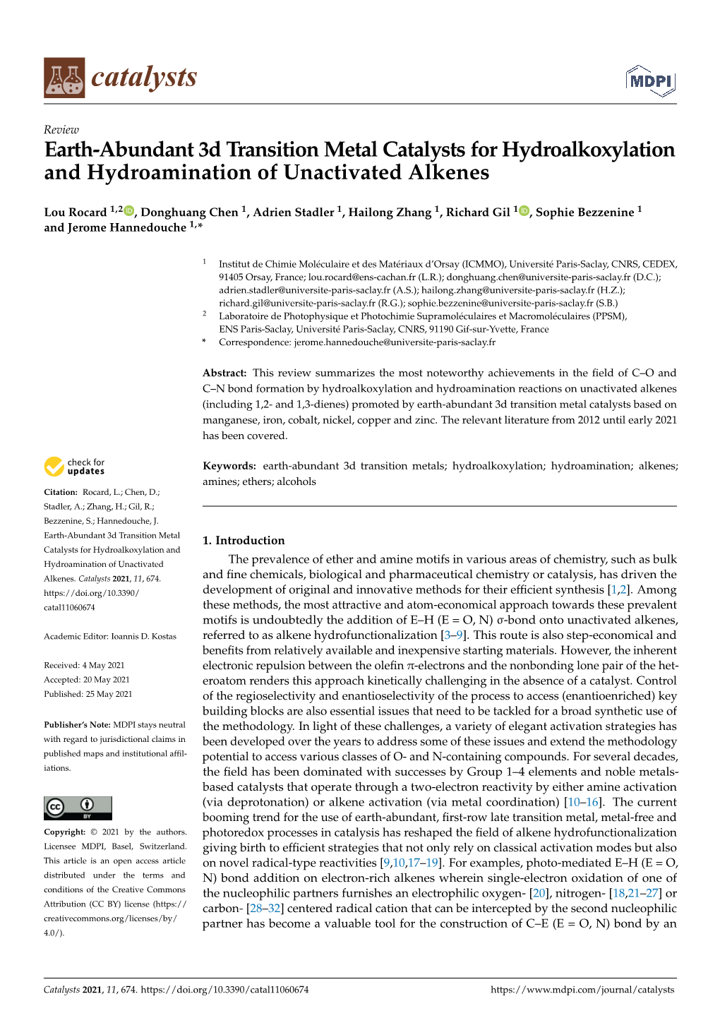 Earth-Abundant 3D Transition Metal Catalysts for Hydroalkoxylation and Hydroamination of Unactivated Alkenes