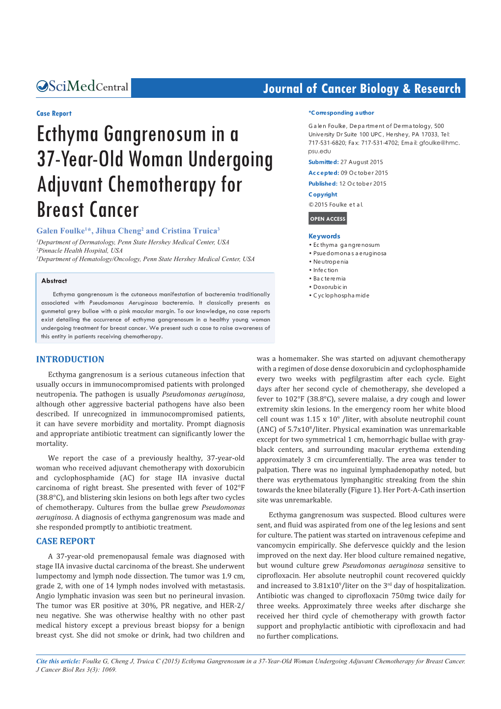 Ecthyma Gangrenosum in a 37-Year-Old Woman Undergoing Adjuvant Chemotherapy for Breast Cancer