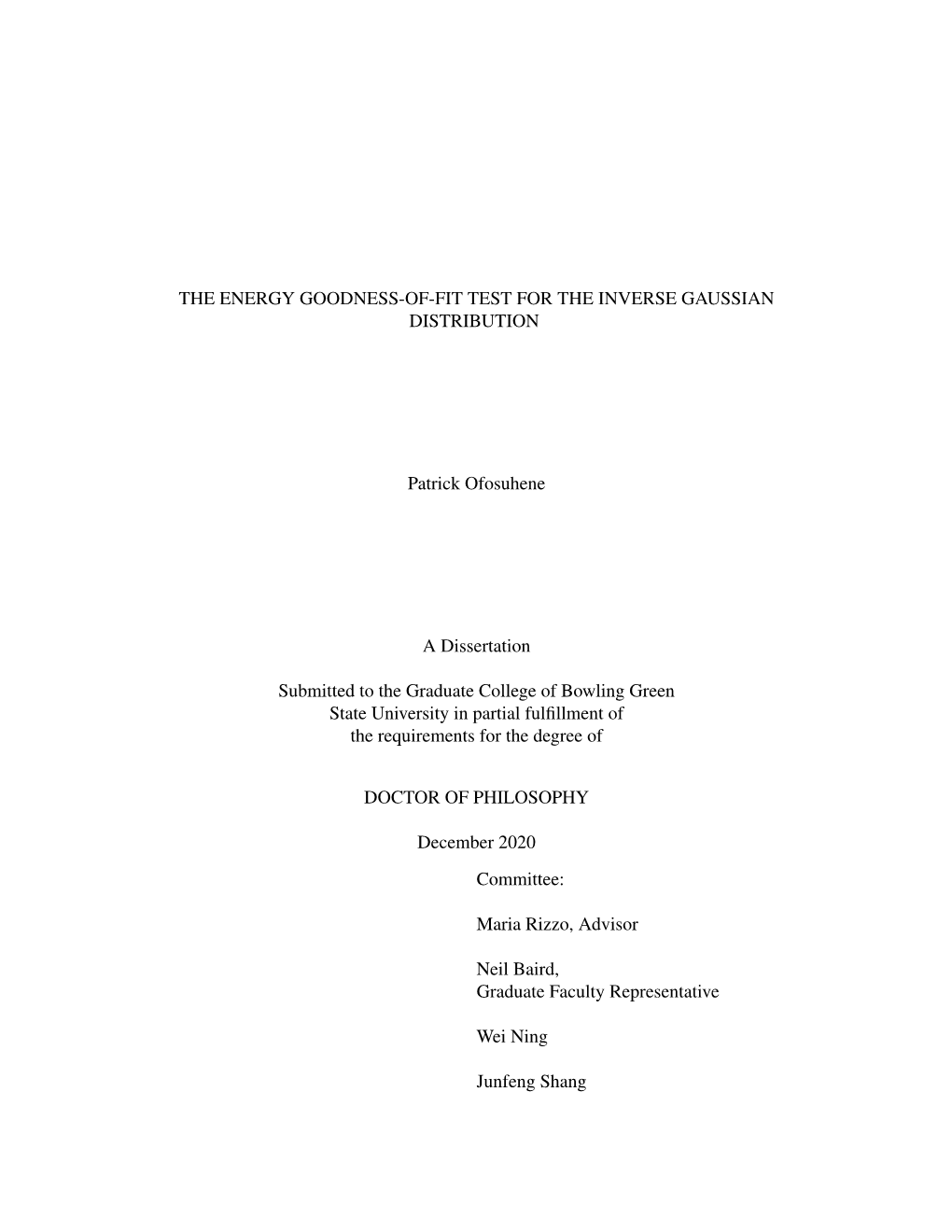 The Energy Goodness-Of-Fit Test for the Inverse Gaussian Distribution