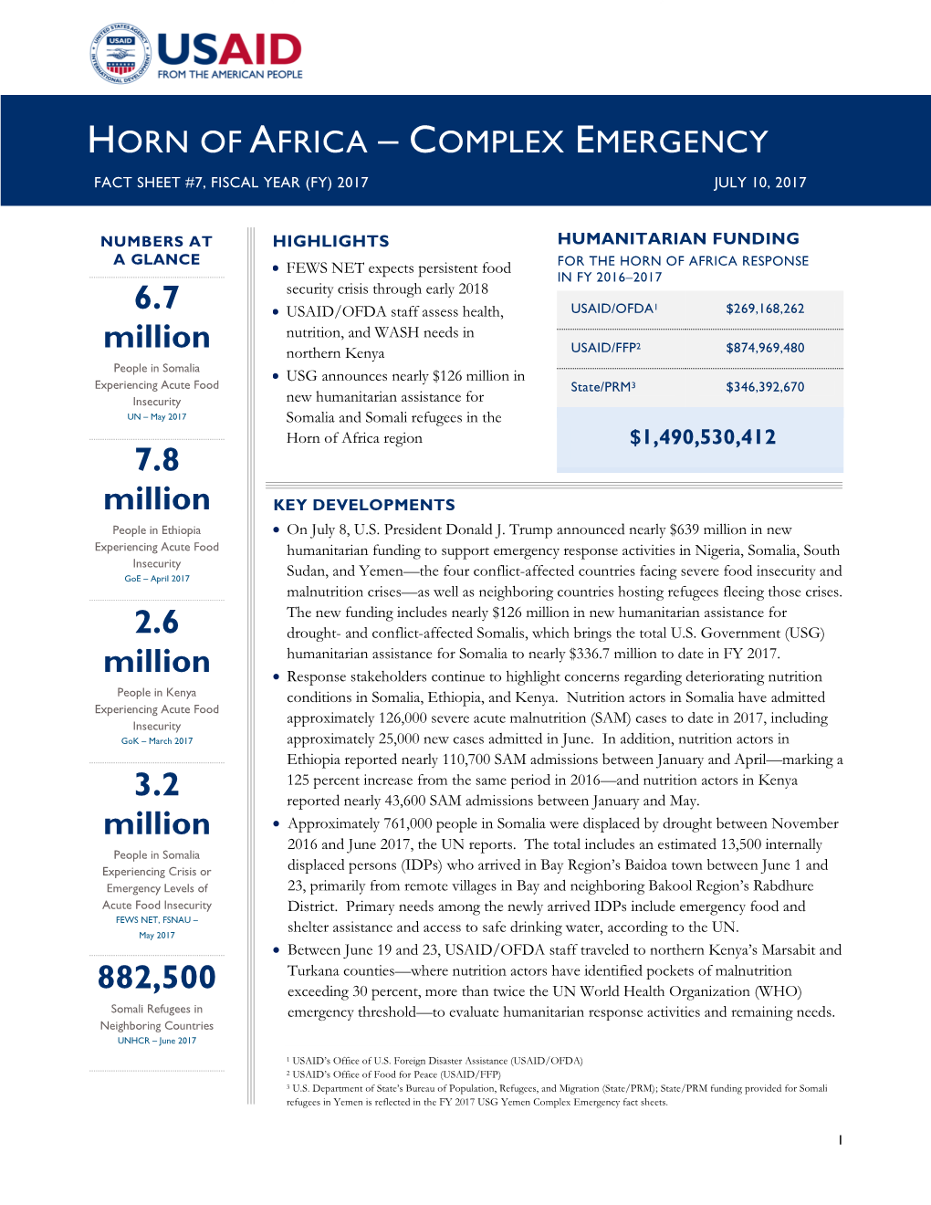 Horn of Africa Complex Emergency Fact Sheet #7