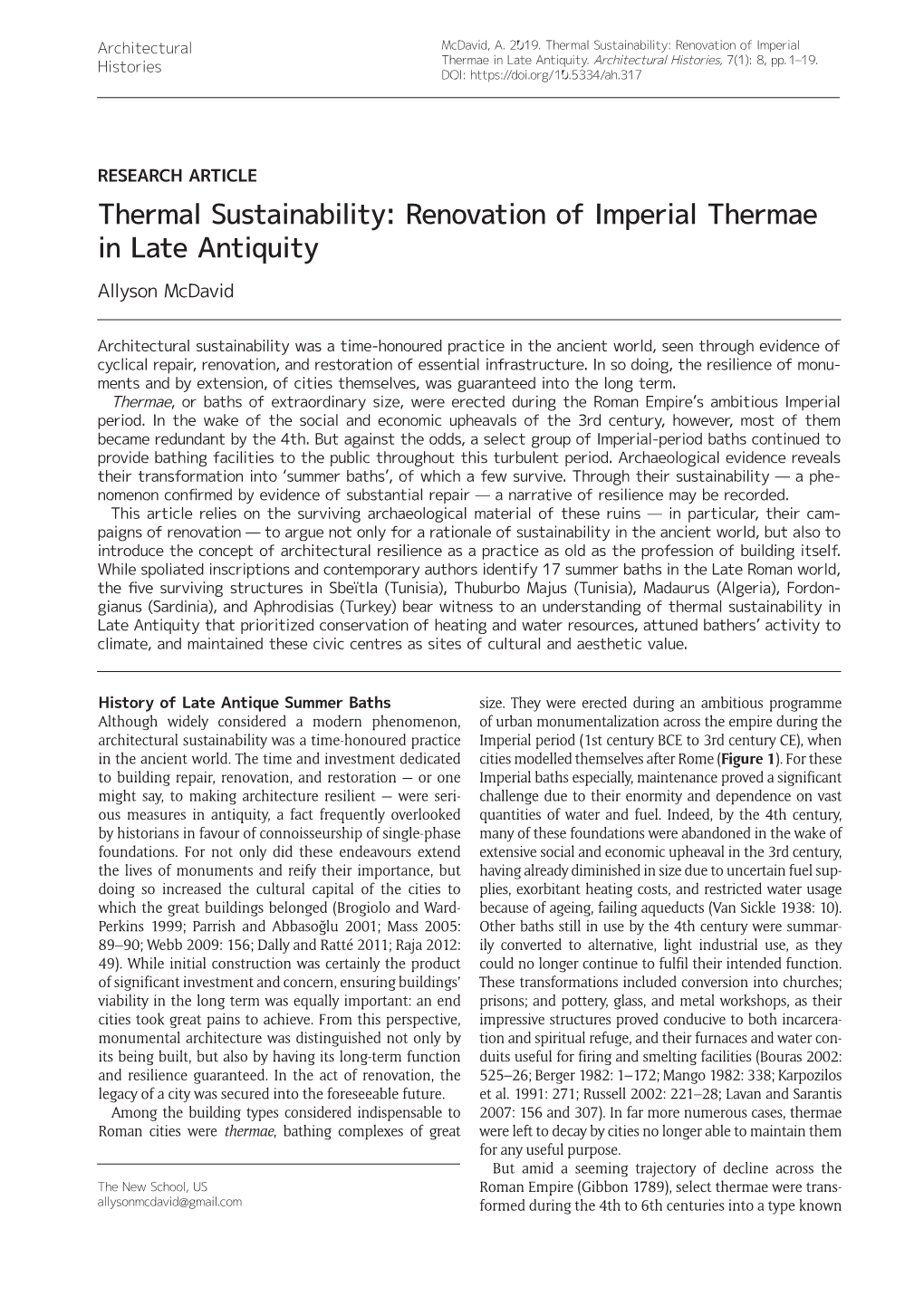 Thermal Sustainability: Renovation of Imperial Thermae in Late Antiquity