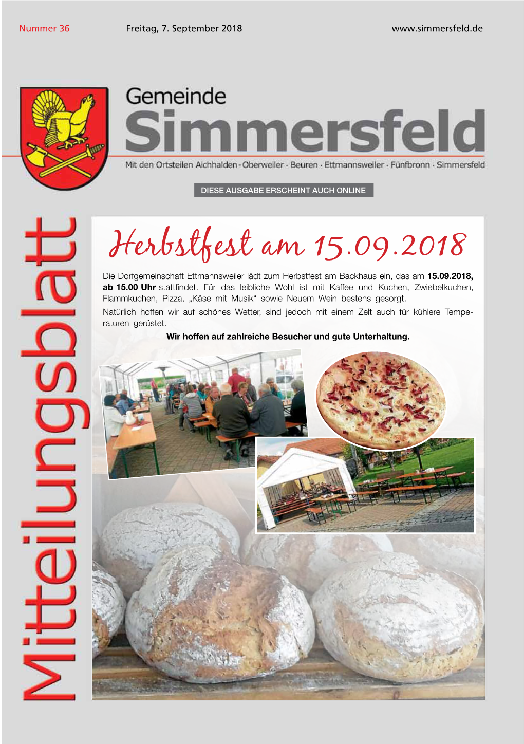 Mitteilungsblatt Vom 07.09.2018 KW 36