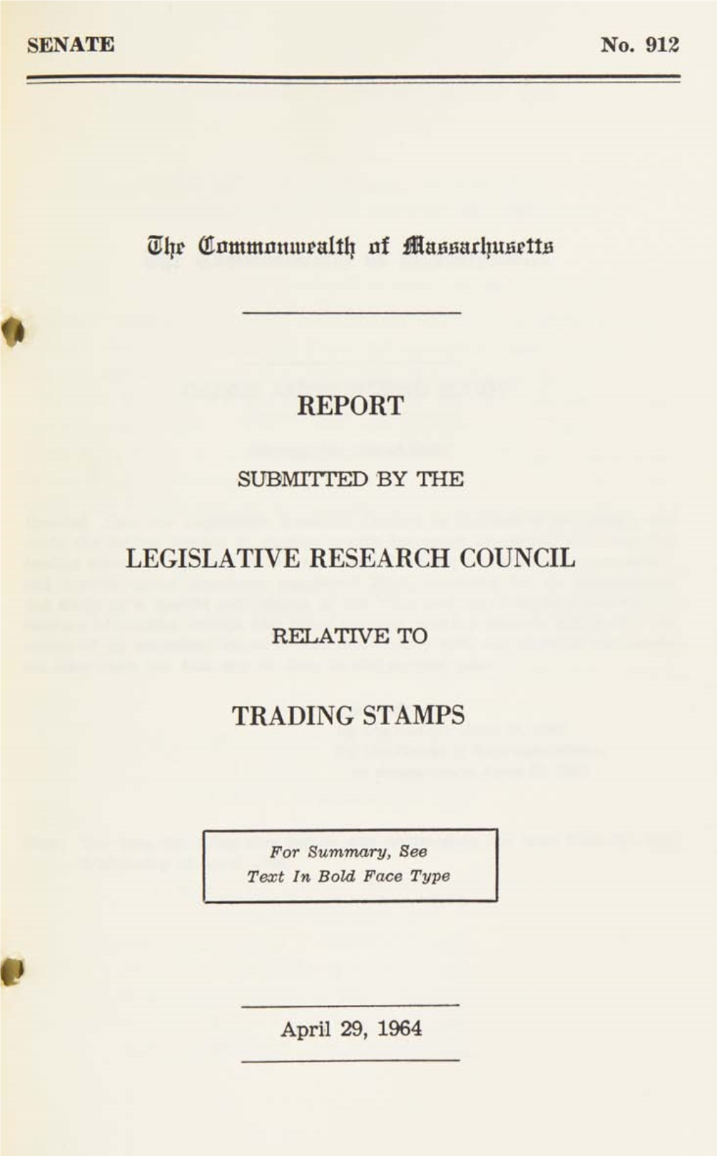 Report Legislative Research Council