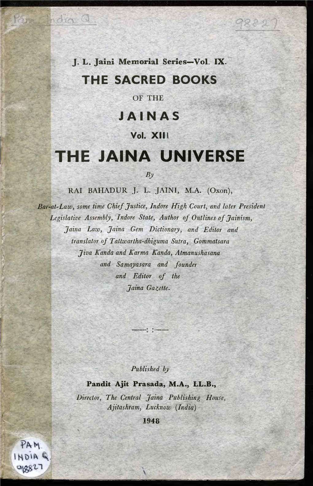 THE JAINA UNIVERSE By