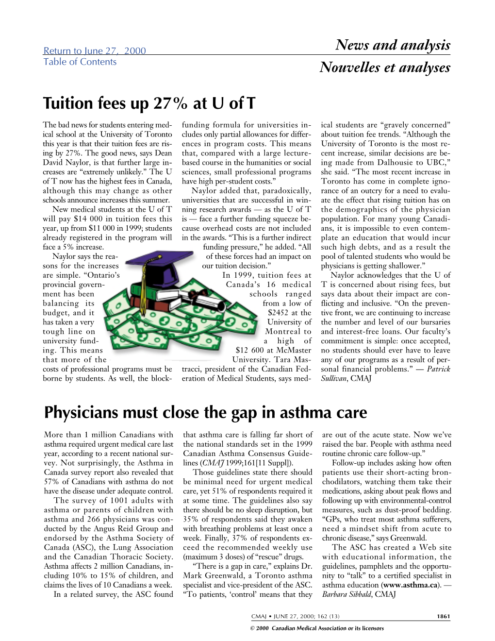 Tuition Fees up 27% at U of T Physicians Must Close the Gap In