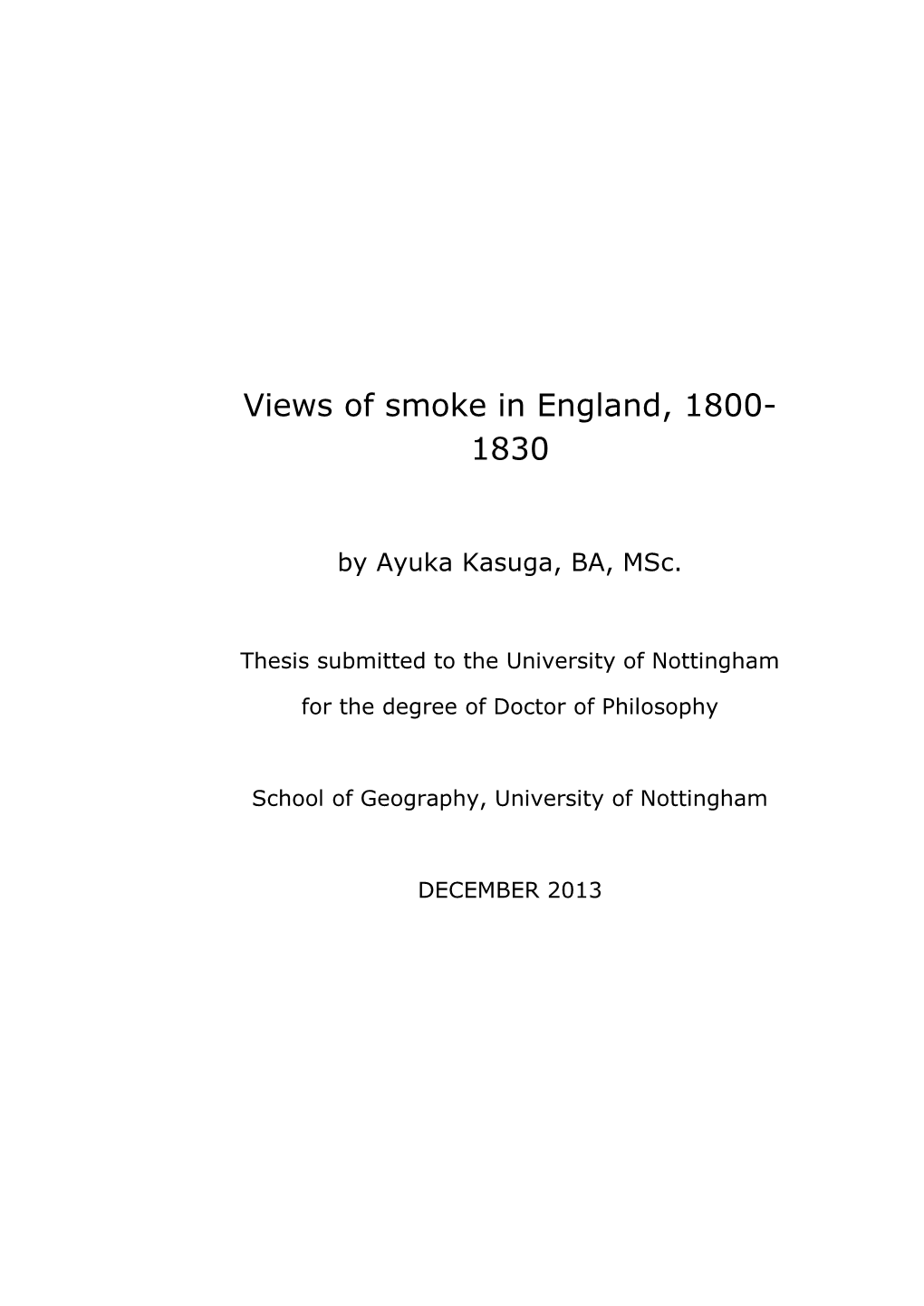 Views of Smoke in England, 1800-1830