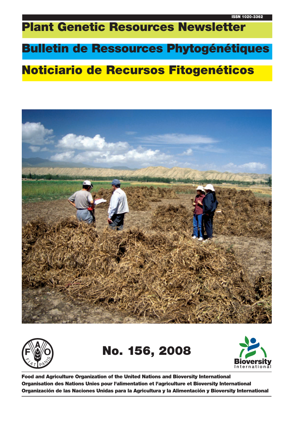 No. 156, 2008 Bulletin De Ressources Phytogénétiques Plant Genetic