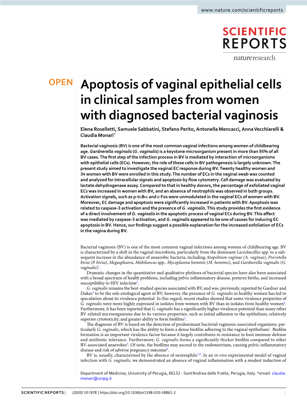 Apoptosis of Vaginal Epithelial Cells in Clinical Samples from Women With