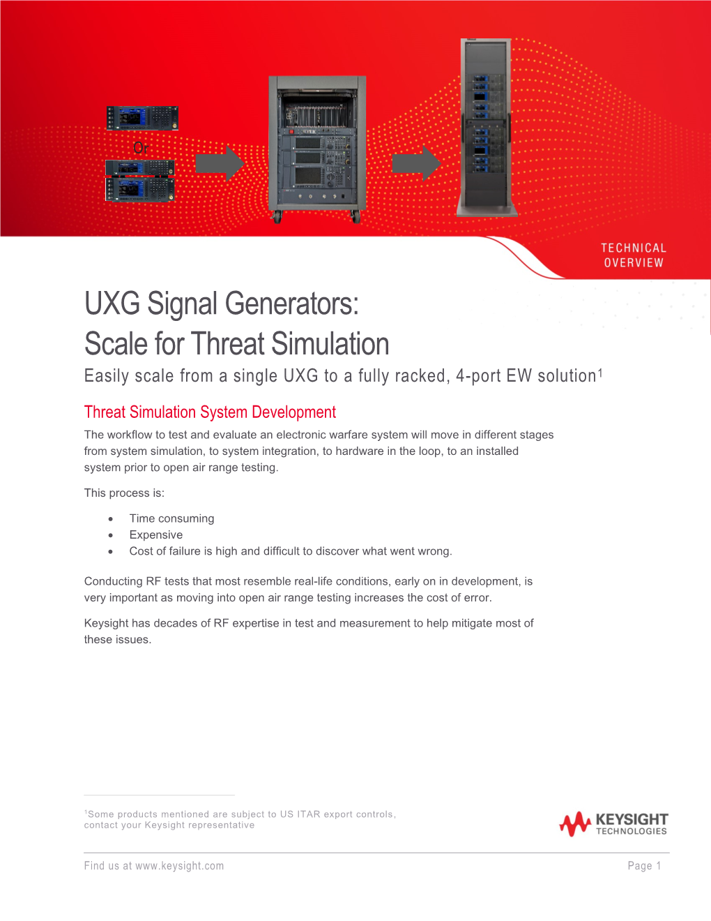 UXG Signal Generators: Scale for Threat Simulation Easily Scale from a Single UXG to a Fully Racked, 4-Port EW Solution1