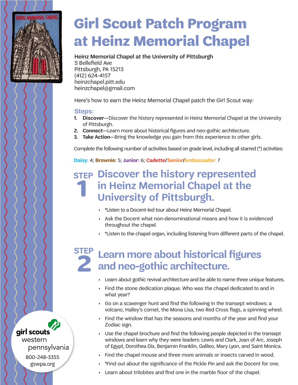 Girl Scout Patch Program at Heinz Memorial Chapel