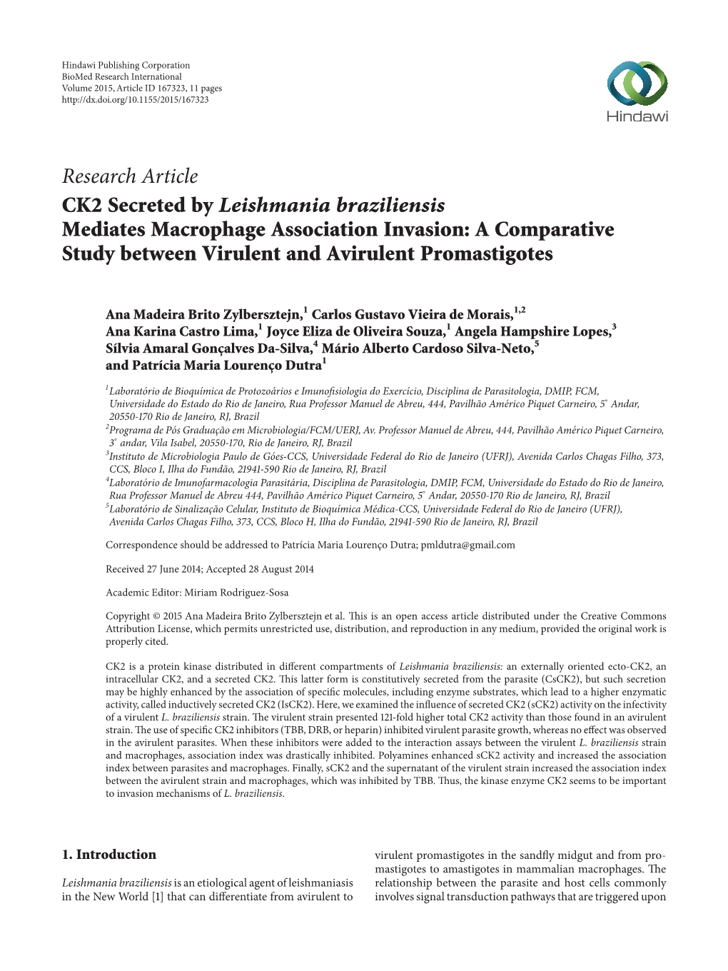 CK2 Secreted by Leishmania Braziliensis Mediates Macrophage Association Invasion: a Comparative Study Between Virulent and Avirulent Promastigotes