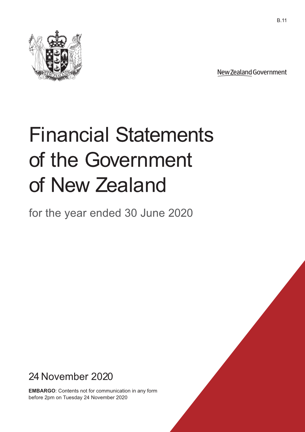 Financial Statements of the Government of New Zealand for the Year Ended 30 June 2020