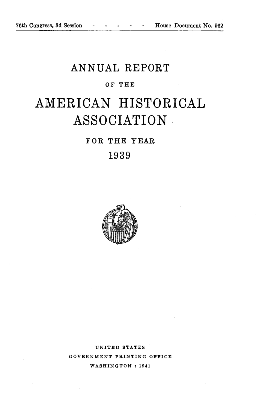 Annual Report .5 \, of the American Historical Association