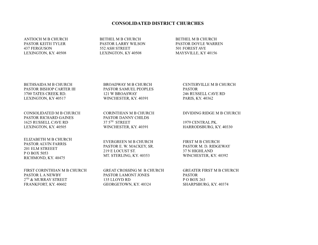 Consolidated District Churches